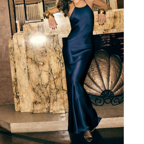 Reformation Jeany Silk Dress Navy - Picture 12 of 12